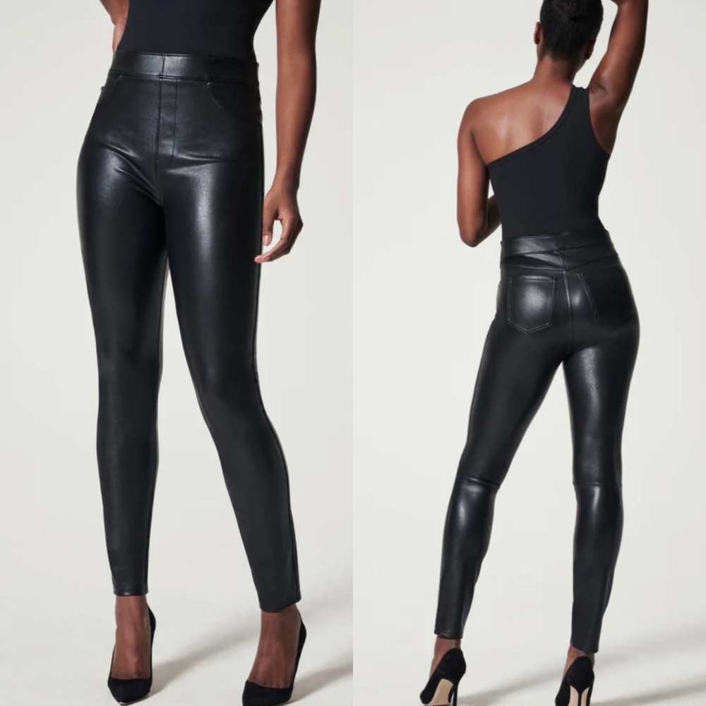 Spanx Leather-Like Ankle Skinny Pant Size LT